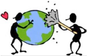 omino stilizzato abbraccia la terra