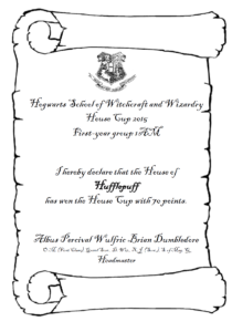 Diploma 1am Hogwarts coppa delle case