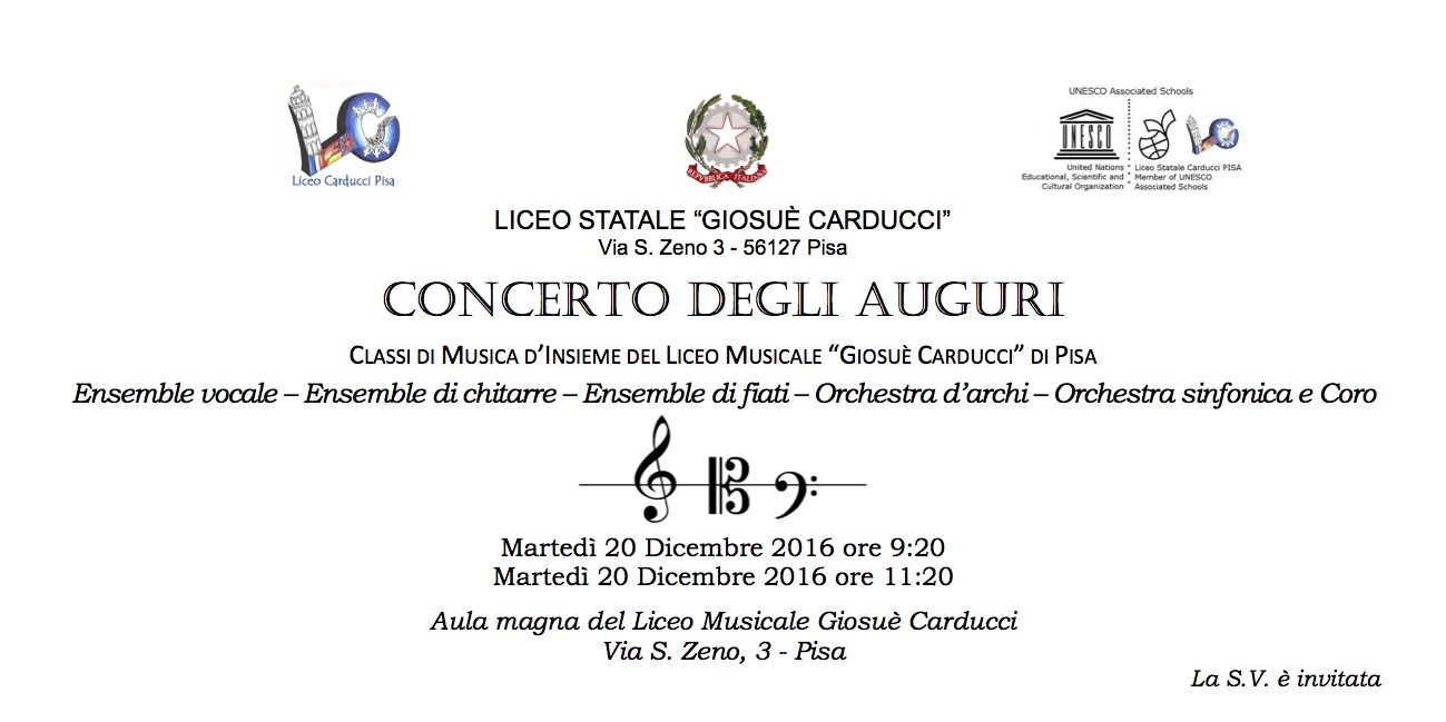 Invito Concerto degli Auguri - Liceo Musicale