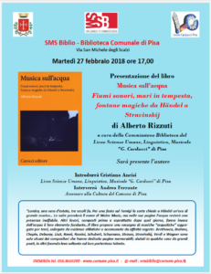 Locandina presentazione libro Musica sull'acqua
